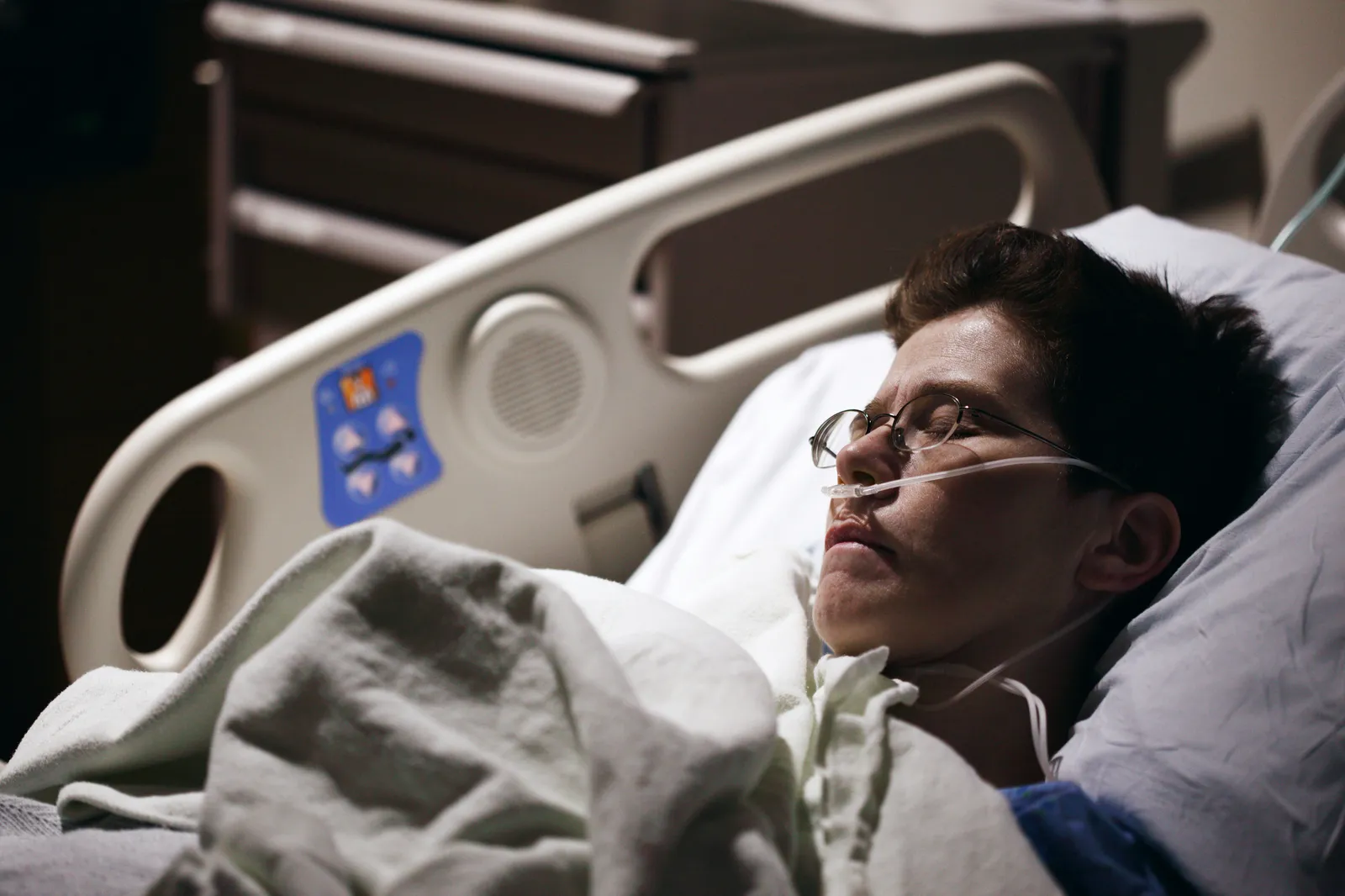 Patient lying in a hospital bed